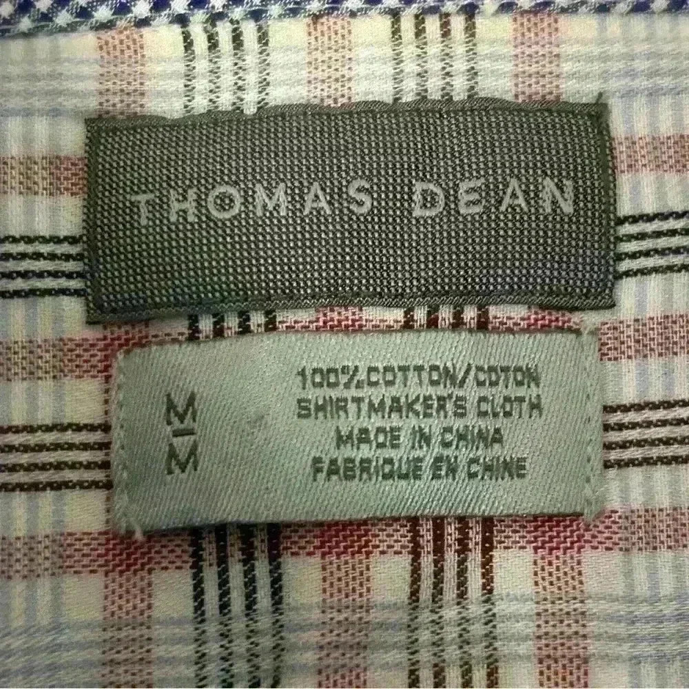 Thomas Dean Men’s Medium Button Down Flip Cuff Long Sleeve Plaid Shirt - Picture 5 of 7